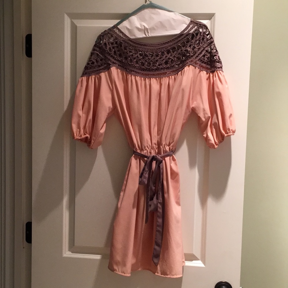 Esley Peach and Taupe Dress
